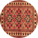 Round Machine Washable Persian Brown Traditional Rug, wshtr806brn