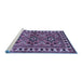 Sideview of Machine Washable Persian Blue Traditional Rug, wshtr806blu