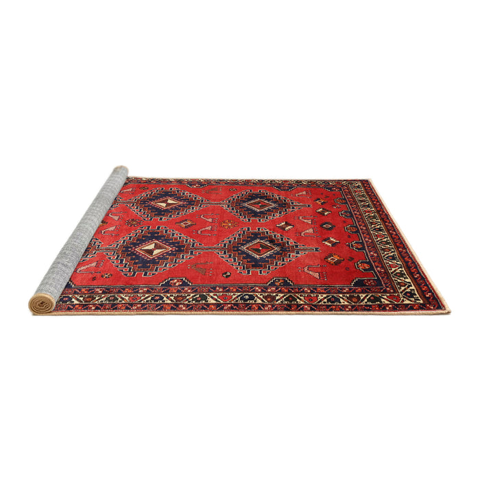 Sideview of Machine Washable Traditional Dark Gold Brown Rug, wshtr807