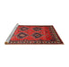 Sideview of Machine Washable Traditional Dark Gold Brown Rug, wshtr807