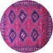 Round Machine Washable Persian Purple Traditional Area Rugs, wshtr807pur