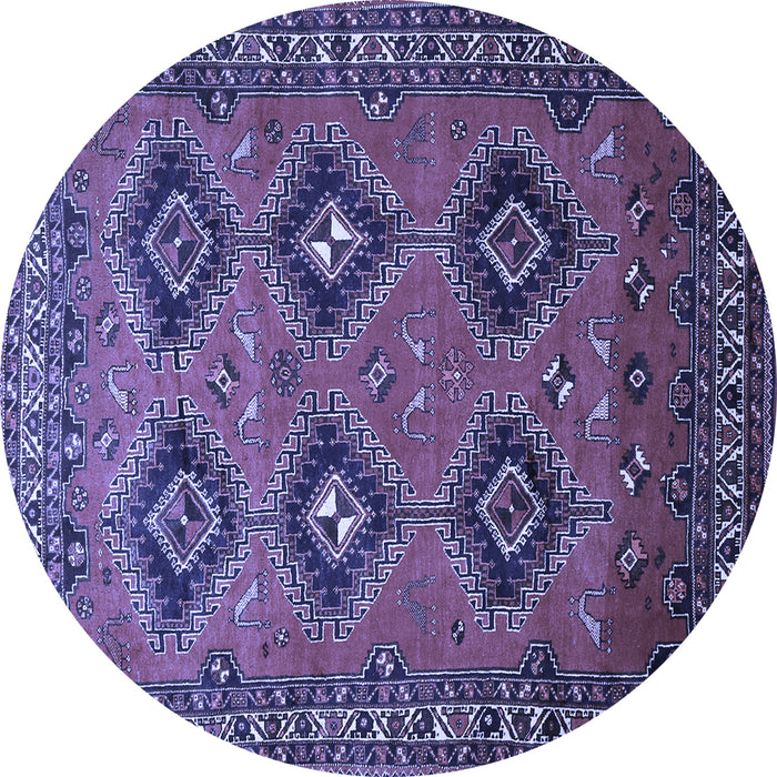 Round Machine Washable Persian Blue Traditional Rug, wshtr807blu
