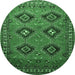 Round Persian Emerald Green Traditional Rug, tr807emgrn