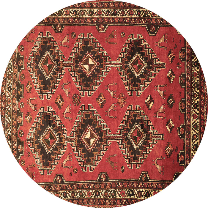 Round Persian Brown Traditional Rug, tr807brn