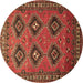 Round Persian Brown Traditional Rug, tr807brn