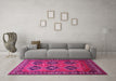 Machine Washable Persian Pink Traditional Rug in a Living Room, wshtr807pnk