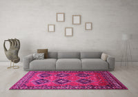 Machine Washable Persian Pink Traditional Rug, wshtr807pnk