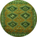 Square Persian Green Traditional Rug, tr807grn