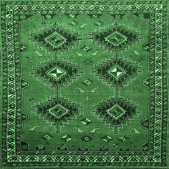 Square Persian Emerald Green Traditional Rug, tr807emgrn