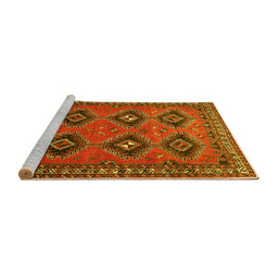 Sideview of Machine Washable Persian Yellow Traditional Rug, wshtr807yw