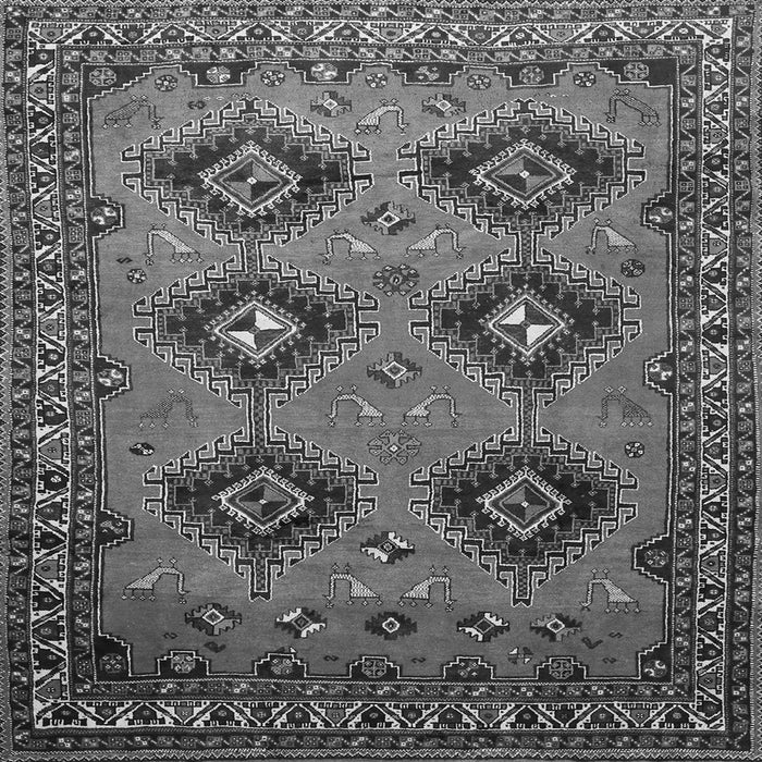 Round Machine Washable Persian Gray Traditional Rug, wshtr807gry