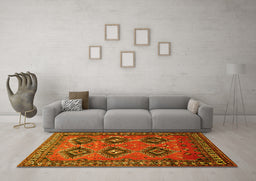 Machine Washable Persian Yellow Traditional Rug in a Living Room, wshtr807yw