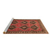 Sideview of Machine Washable Persian Brown Traditional Rug, wshtr807brn