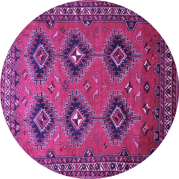 Round Persian Purple Traditional Rug, tr807pur
