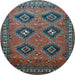 Round Machine Washable Persian Light Blue Traditional Rug, wshtr807lblu