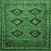 Square Machine Washable Persian Emerald Green Traditional Area Rugs, wshtr807emgrn