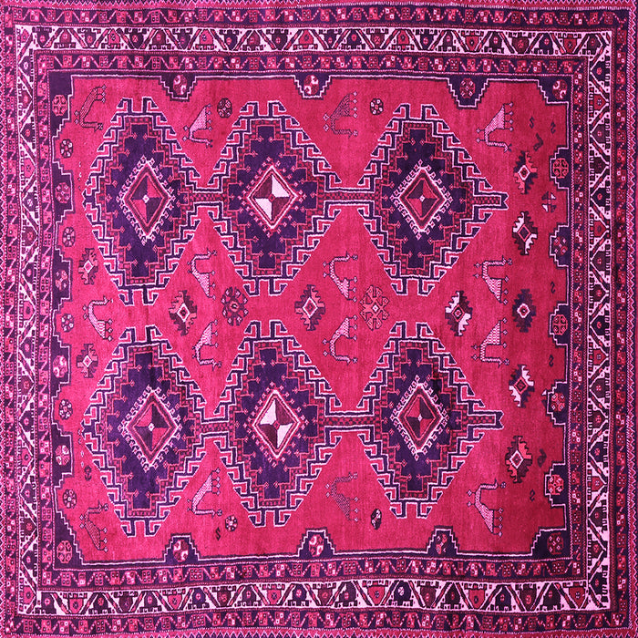 Square Machine Washable Persian Pink Traditional Rug, wshtr807pnk