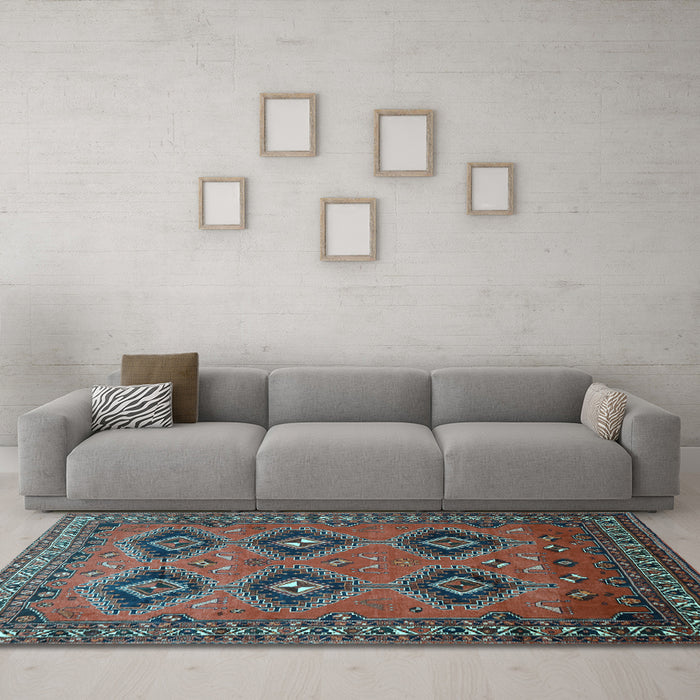 Machine Washable Persian Light Blue Traditional Rug in a Living Room, wshtr807lblu