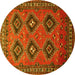 Round Persian Yellow Traditional Rug, tr807yw