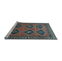 Sideview of Machine Washable Persian Light Blue Traditional Rug, wshtr807lblu