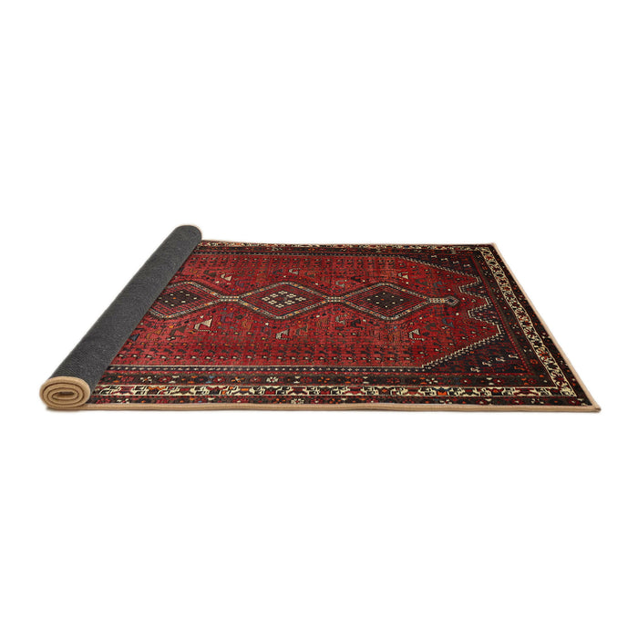Sideview of Traditional Chestnut Brown Persian Rug, tr808