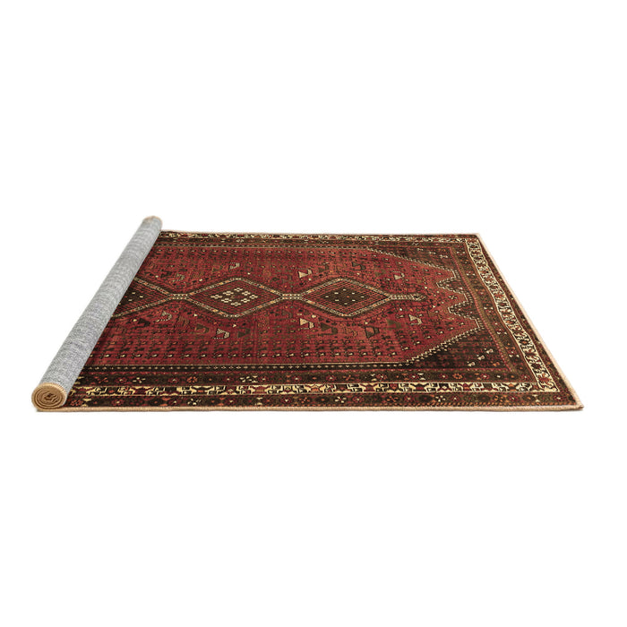 Sideview of Machine Washable Persian Brown Traditional Rug, wshtr808brn
