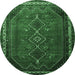 Round Persian Emerald Green Traditional Rug, tr808emgrn