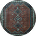 Round Persian Light Blue Traditional Rug, tr808lblu