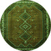 Square Persian Green Traditional Rug, tr808grn