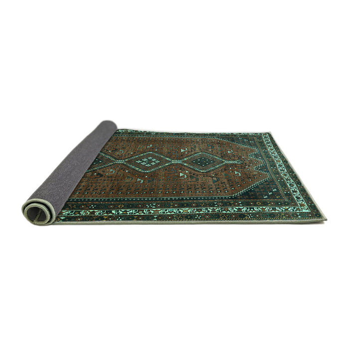 Sideview of Persian Turquoise Traditional Rug, tr808turq