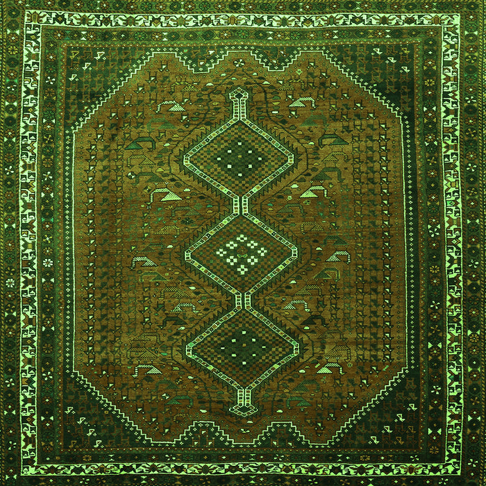 Round Machine Washable Persian Green Traditional Area Rugs, wshtr808grn