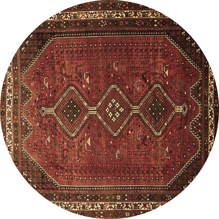 Round Persian Brown Traditional Rug, tr808brn