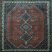 Square Machine Washable Persian Light Blue Traditional Rug, wshtr808lblu