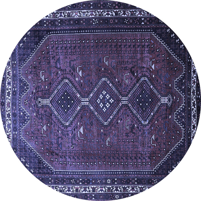 Round Machine Washable Persian Blue Traditional Rug, wshtr808blu