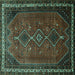 Square Persian Turquoise Traditional Rug, tr808turq