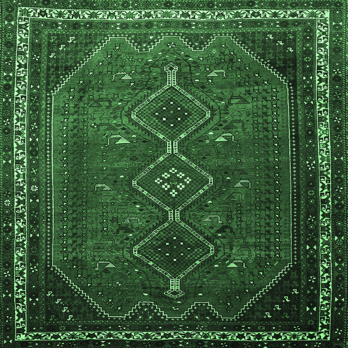Square Persian Emerald Green Traditional Rug, tr808emgrn