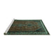 Sideview of Machine Washable Persian Turquoise Traditional Area Rugs, wshtr808turq