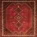 Round Machine Washable Persian Orange Traditional Area Rugs, wshtr808org