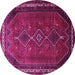 Round Persian Pink Traditional Rug, tr808pnk