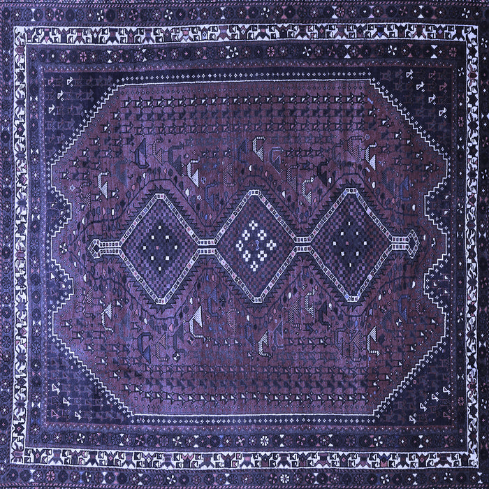 Square Machine Washable Persian Blue Traditional Rug, wshtr808blu