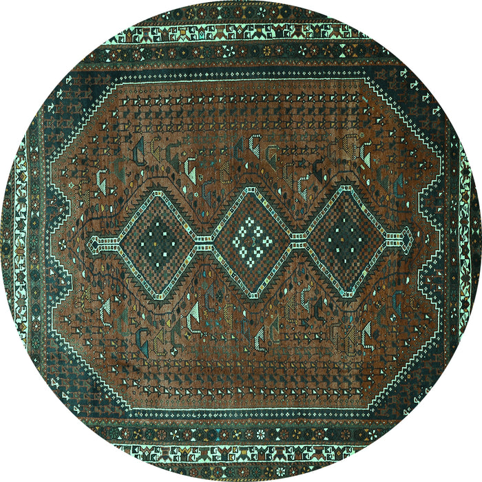 Round Persian Turquoise Traditional Rug, tr808turq