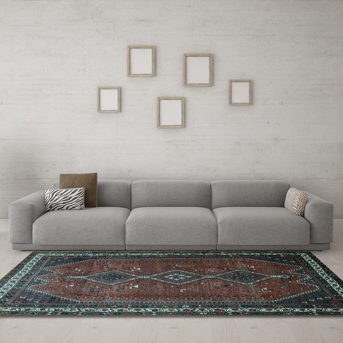 Machine Washable Persian Light Blue Traditional Rug in a Living Room, wshtr808lblu