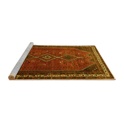Sideview of Machine Washable Persian Yellow Traditional Rug, wshtr808yw