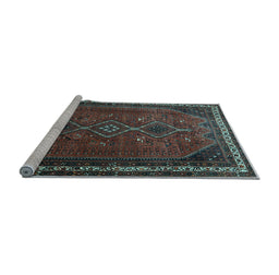 Sideview of Machine Washable Persian Light Blue Traditional Rug, wshtr808lblu