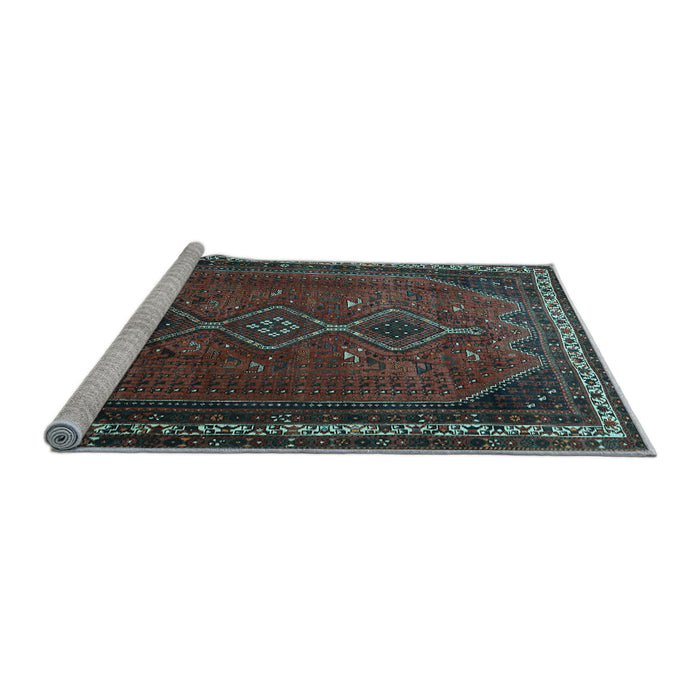 Sideview of Machine Washable Persian Light Blue Traditional Rug, wshtr808lblu
