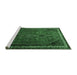 Sideview of Machine Washable Persian Emerald Green Traditional Area Rugs, wshtr808emgrn