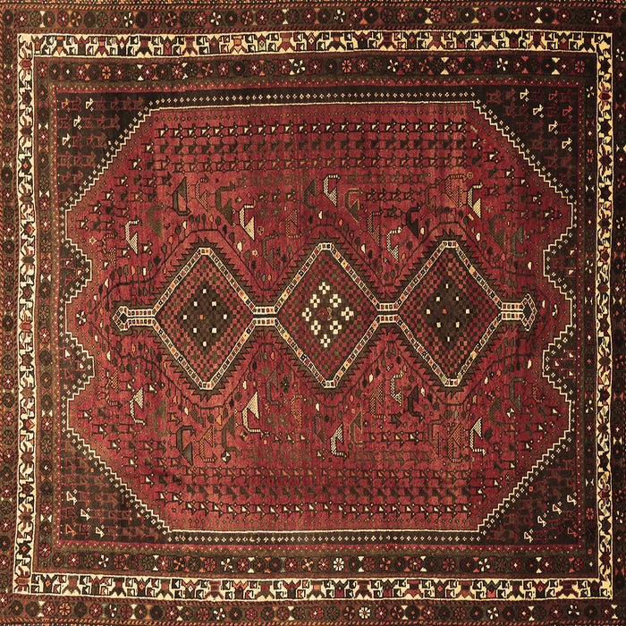 Square Persian Brown Traditional Rug, tr808brn