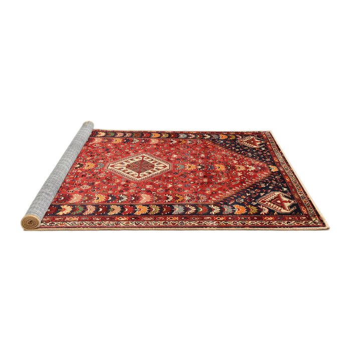 Sideview of Machine Washable Traditional Copper Red Pink Rug, wshtr809