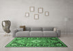 Machine Washable Persian Emerald Green Traditional Area Rugs in a Living Room,, wshtr809emgrn
