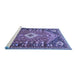 Sideview of Machine Washable Persian Blue Traditional Rug, wshtr809blu